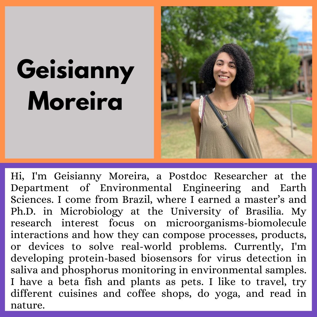 clemsonpostdocs's tweet image. Meet this week&apos;s Postdoc Spotlight, Geisianny Moreira! #postdoc #Spotlight