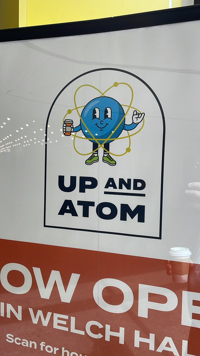 davidavdb's tweet photo. My first visit to #UpAndAtom now open for coffee and more in Welch Hall at the South end of the Grand Hallway https://t.co/15gVwT7MeR