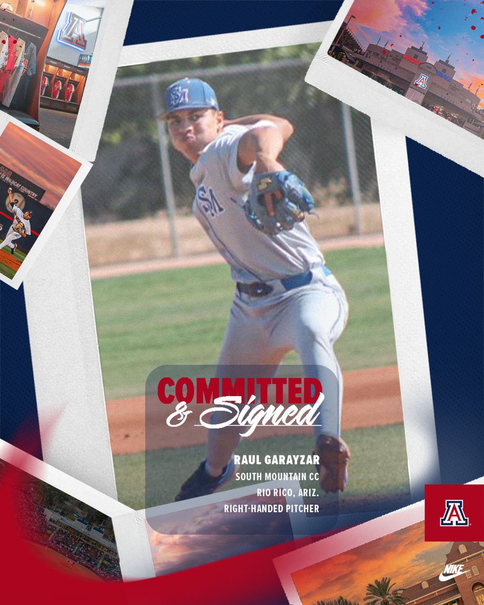 ArizonaBaseball's tweet image. 📨 𝓢𝓲𝓰𝓷𝓮𝓭, sealed, delivered. Welcome @r_garayzar to the Wildcat family! #BearDown 

🏫 South Mountain CC
🏡 Rio Rico, Ariz.
⚾️ Right-handed pitcher