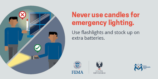 U.S. Fire (USFA) on X: If you are in the path of #Nicole use this check  list as part of your power outage plan: ✓Use flashlights, never candles,  for emergency lighting. ✓Test