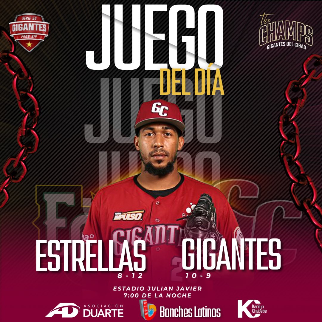 GigantesVIP56's tweet photo. Vamos todos hoy al Julián Javier!!
.
Presentados por @AsocDuarte @boncheslatinos @Kchabebe 
.
#gigantesvip 
#elrebugigante https://t.co/S1Uztr6gV5