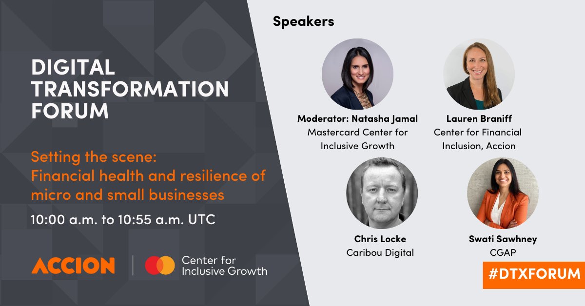 Accion (@accion) on Twitter photo Why is the need for digital transformation more urgent than ever?
Join #DTXForum on Nov 15. Leaders from <a href="/CFI_Accion/">Center for Financial Inclusion (CFI)</a>, <a href="/cariboudigital/">Caribou Digital</a>, <a href="/CGAP/">CGAP</a>, & <a href="/CNTR4growth/">Mastercard Center for Inclusive Growth</a> will analyze how the pandemic affected #MSMEs and why digital tools are so critical.
Register 👉 act.accion.org/3f6v2H4 Why is the need for digital transformation more urgent than ever?
Join #DTXForum on Nov 15. Leaders from <a href="/CFI_Accion/">Center for Financial Inclusion (CFI)</a>, <a href="/cariboudigital/">Caribou Digital</a>, <a href="/CGAP/">CGAP</a>, & <a href="/CNTR4growth/">Mastercard Center for Inclusive Growth</a> will analyze how the pandemic affected #MSMEs and why digital tools are so critical.
Register 👉 act.accion.org/3f6v2H4