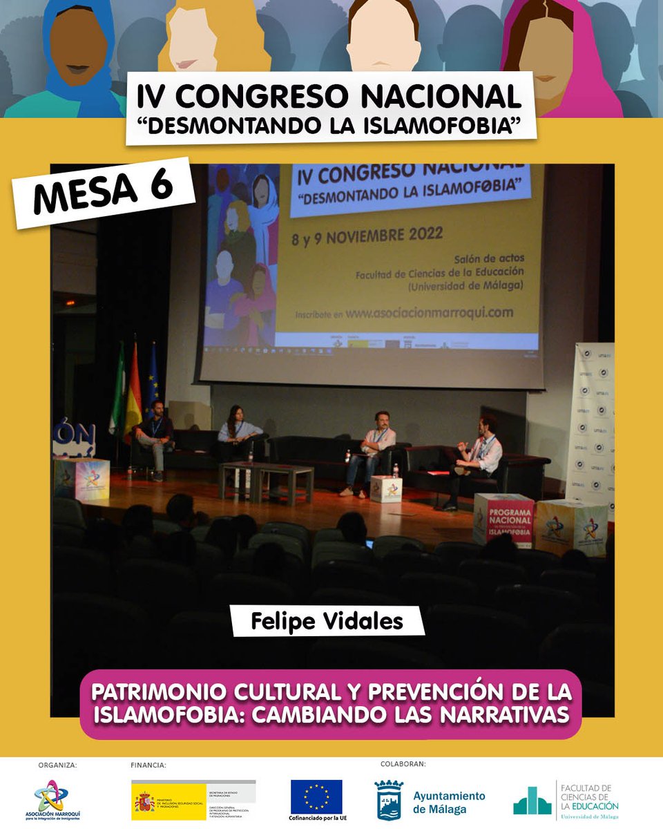 Amarroquimalaga's tweet photo. Última mesa del Congreso, sobre #patrimonio #cultural y prevención de la #islamofobia. 
Participan: @RafaMrtz (@madridarabe), Belén Cuenca Abellán (@pablodeolavide y @UA_Universidad), @AlfonsoCasani (@FunciCulture) y Laura Cabrera Belfmonth.

Modera: Felipe Vidales (@tulaytula) https://t.co/aVmRoFS2KM