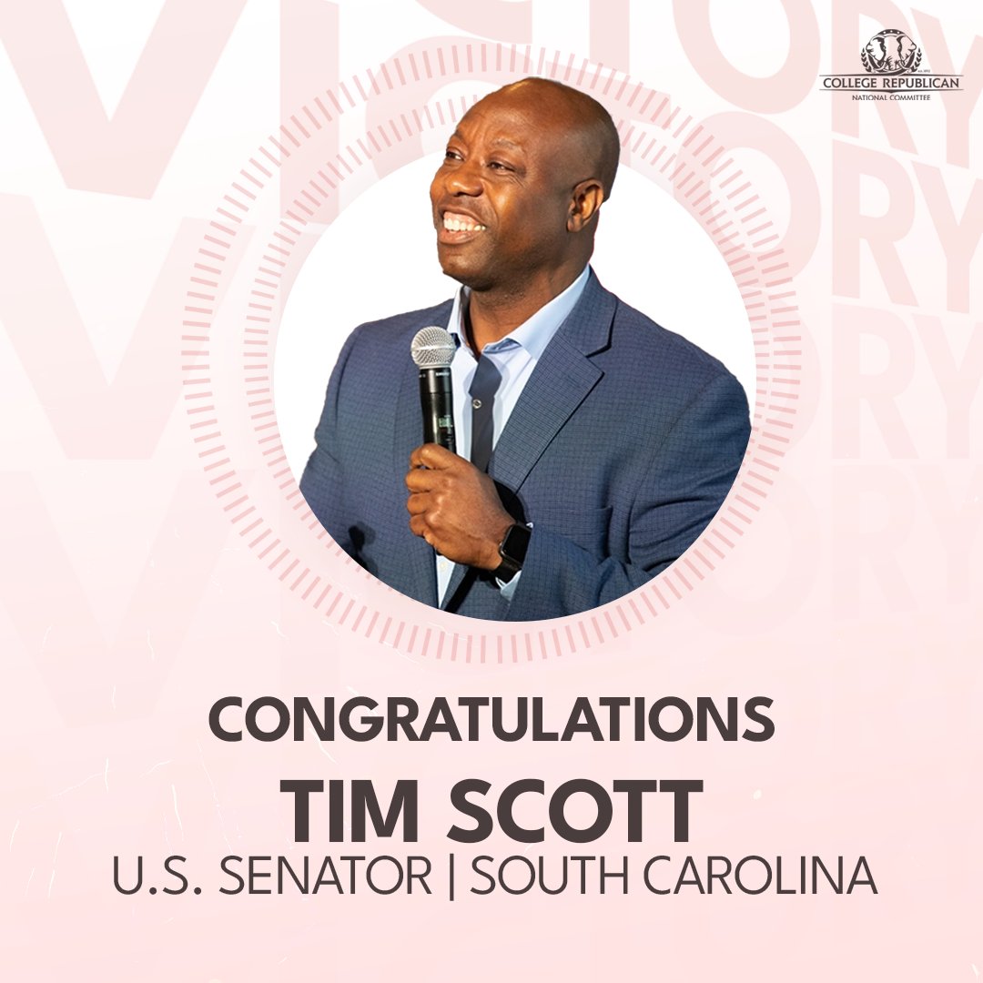 Congratulations @SenatorTimScott on re-election!