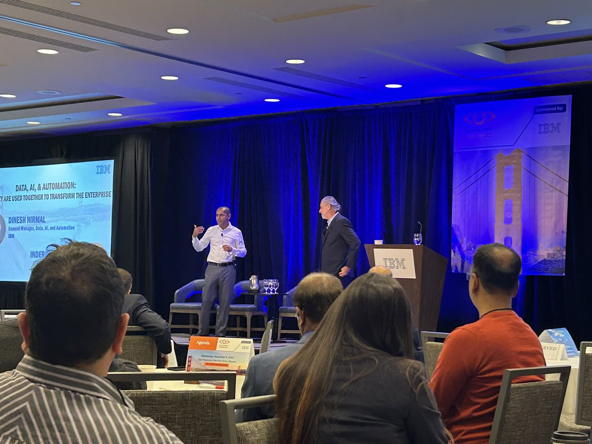 grantdmiller's tweet photo. Inderpal Bhandari, IBM’s Chief Data Officer, along with Dinesh Nirmal, General Manager of IBM Data, AI, and Automation. #SFCDOSummit #IBM https://t.co/IcURk9LgCk