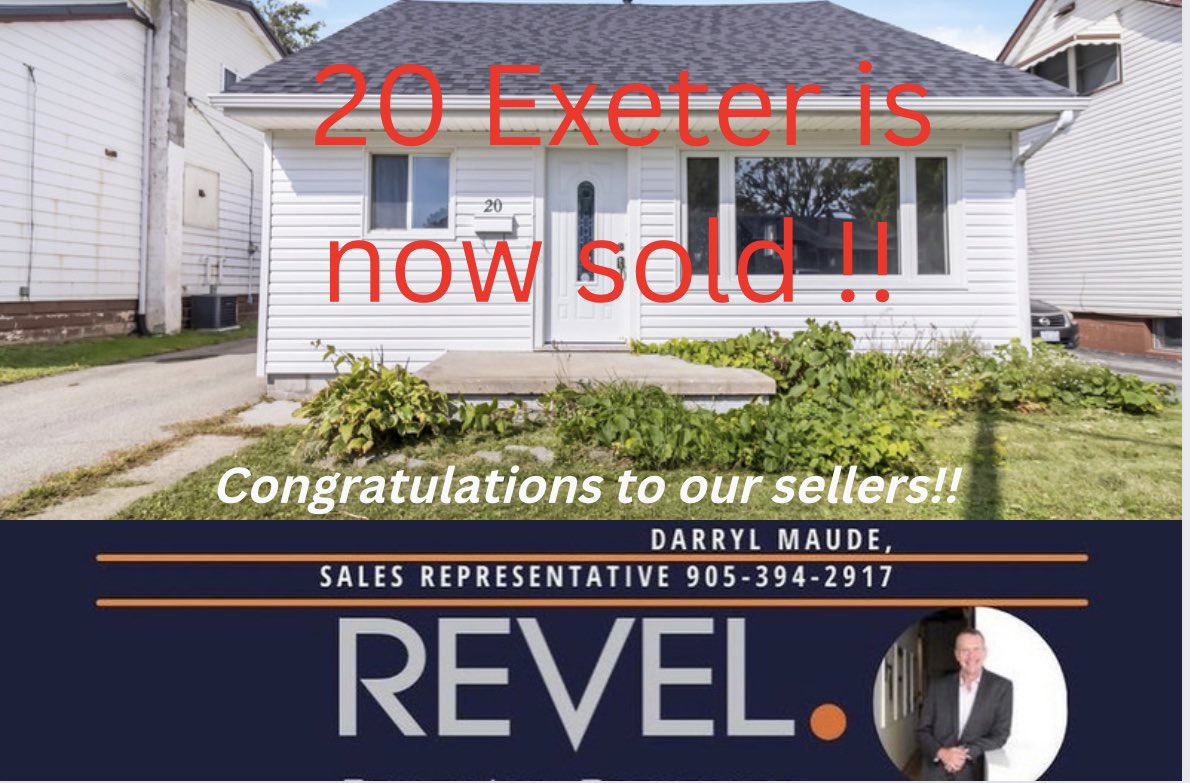 DarrylMaude's tweet photo. 20 Exeter is SOLD FIRM!👏👏👏
.
Congratulations to our seller clients on the successful sale of this property 🏡 
.
Nothing makes us happier than seeing that orange SOLD sticker on a DM Real Estate Sign. Call us today at 905-394-2917 if you want one of these signs on YOUR lawn 😎 https://t.co/d6O5KURNQd