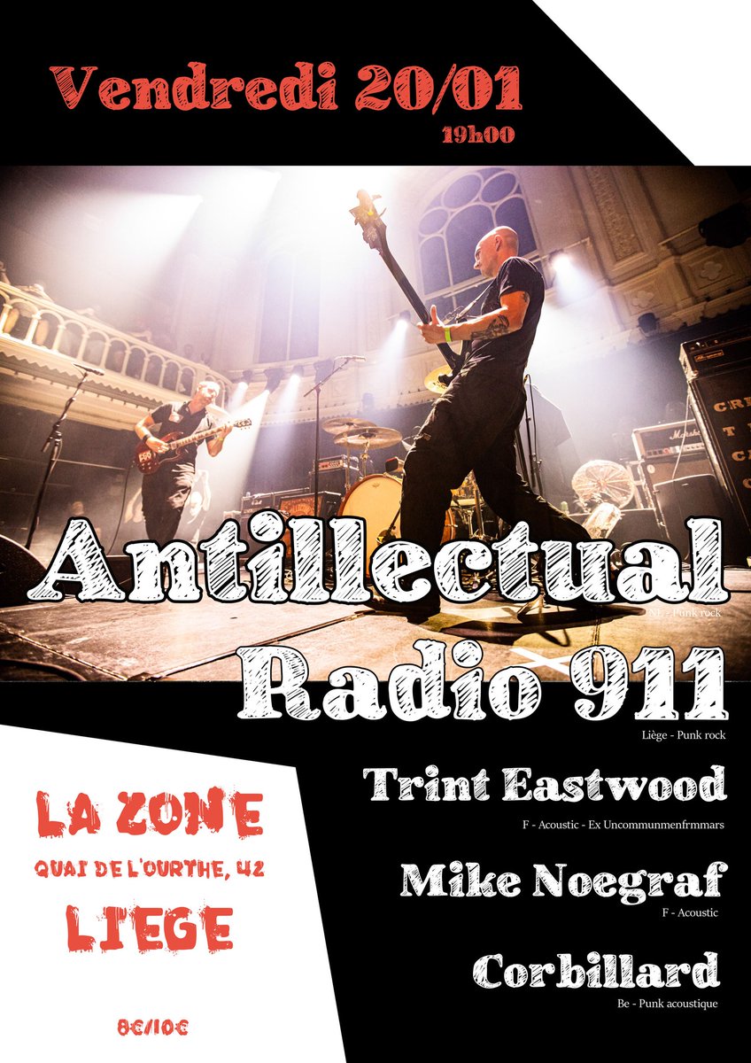 antillectual's tweet photo. LIÈGE: poster, tix and FB event! w/ @TrintEastwood (ex-UCMFM), @MikeNoegraf, Radio 911 and Corbillard on January 20 at @lazoneliege. Hosted by The Prince Bishop Punkers and @AeMProject.

https://t.co/9voaiBHy1j

https://t.co/8uckZmNc27

Pic from the Prince Bishop Festival in 2019 https://t.co/KXXmtIIhQ3