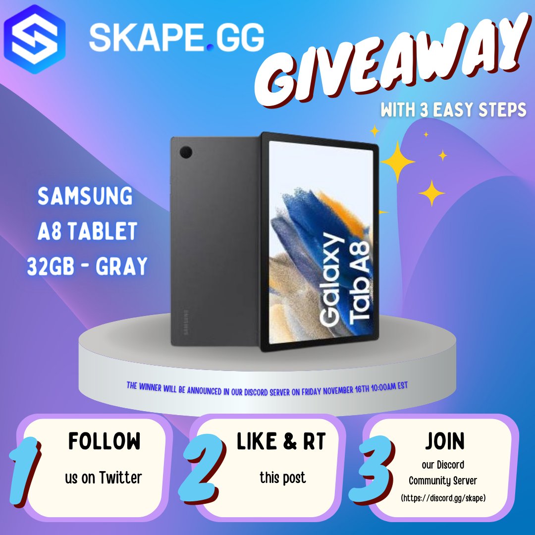 🎉 Samsung A8 Tablet giveaway! 🎉

We are giving away a gray 32GB Samsung A8 Tablet to one of our lucky community members! 📳

Make sure to follow the instructions. 😉

The winner will be mailed the prize after the entry deadline of November 16th at 10:00am EST! 

Good luck!! ✌