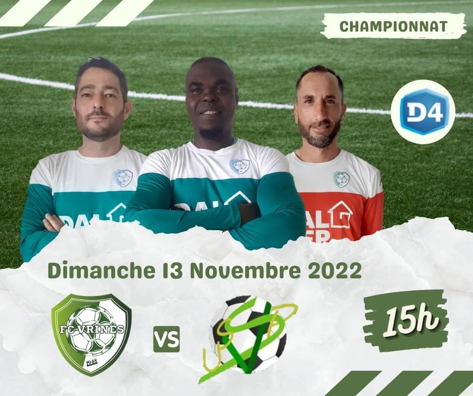 FCVRINES's tweet photo. 🔜 8ème Journée de Championnat de D4 🔥

📅 Dimanche 13 Novembre 2022
🏟 Vrines
⌚️ 15h00

Fc Vrines 3 🆚 US Saint-Varent Pierregeay 3 

Venez nombreux nombreuses encourager les Vert et Blanc 📣🟢⚪️ https://t.co/rpqESU44ot