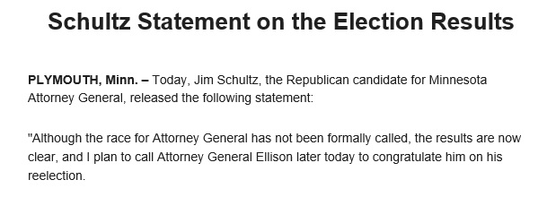 Stowydad's tweet image. JUST IN: @JimForMN says he's calling @keithellison to formally concede a very close MN Attorney General race