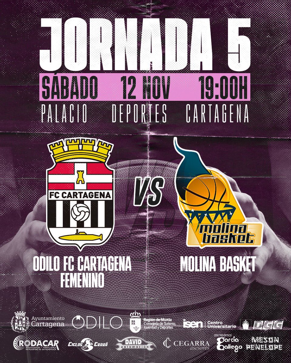 HORARIO‼️

Este fin de semana nos visita Molina Basket!

🗓Sábado,12 de noviembre 
🕕19:00
📍Palacio Deportes Cartagena 
🆚 Molina Basket