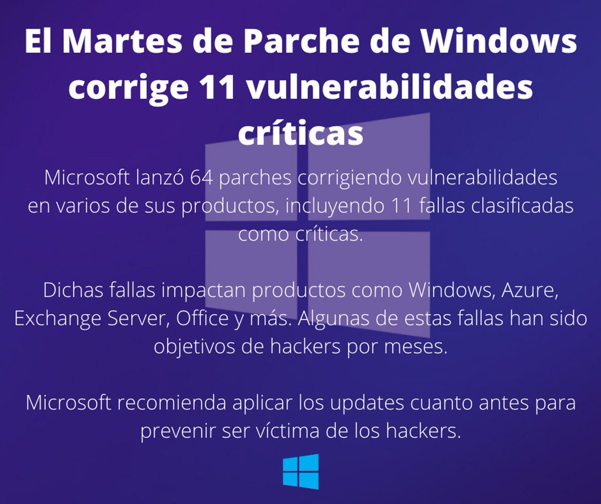 HftPloscabos's tweet photo. Microsoft Patch Tuesday: https://t.co/VtiGaJtsHf

#HFTP #Cybersecurity #Microsoft #TuesdayPatch https://t.co/k9nRBh6No0