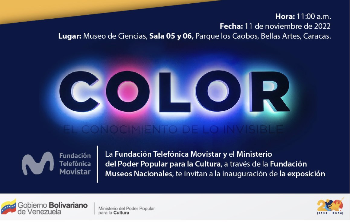 rosenrod's tweet photo. El Museo de Ciencias de Venezuela inaugura este viernes nuestra expo “Color. El conocimiento de lo invisible”. Nos alegra infinito que este viaje pueda ser disfrutado también por todos los caraqueños, junto a las próximas en Quito y CDMX https://t.co/qujSTZ0m94 #EspacioColor https://t.co/2tSy9s2ToI