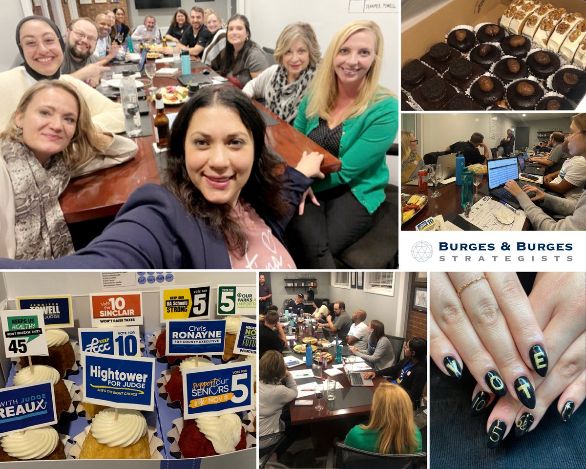 Team Burges treats Election Day like a holiday and it is a real treat to all gather together, share our traditional foods, and watch as the results come in. We are proud of the work we get to do in partnership with our clients. #everyvotecounts