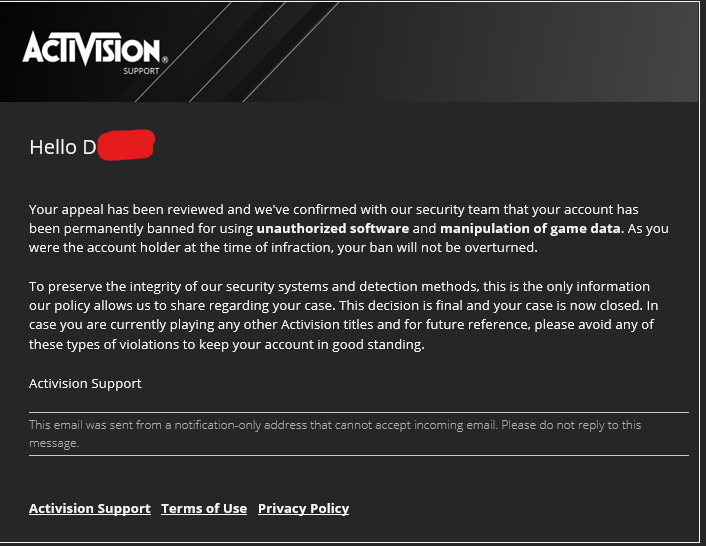 d_atwal's tweet photo. Day 19 of being falsely banned from MW2. No word from support, any of your social media, or any official channels. This is called theft. Either fix the false bans or refund us. @Activision @ATVIAssist @CallofDuty @InfinityWard https://t.co/EFzzbYoeLx
