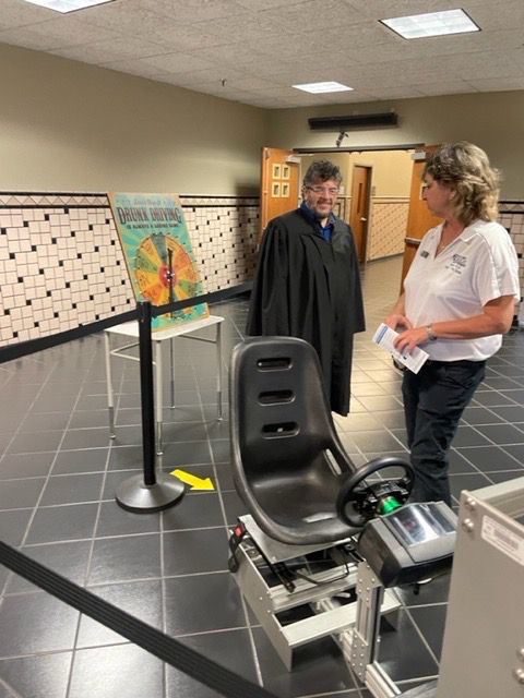 WatchURBACTamu's tweet photo. This week is municipal courts week! Our team was represented at the San Antonio Municipal Court this morning with an impaired driving prevention simulator and other educational activities! So thankful for this partnership opportunity. #municipalcourtsweek https://t.co/kQyWfFyOmn
