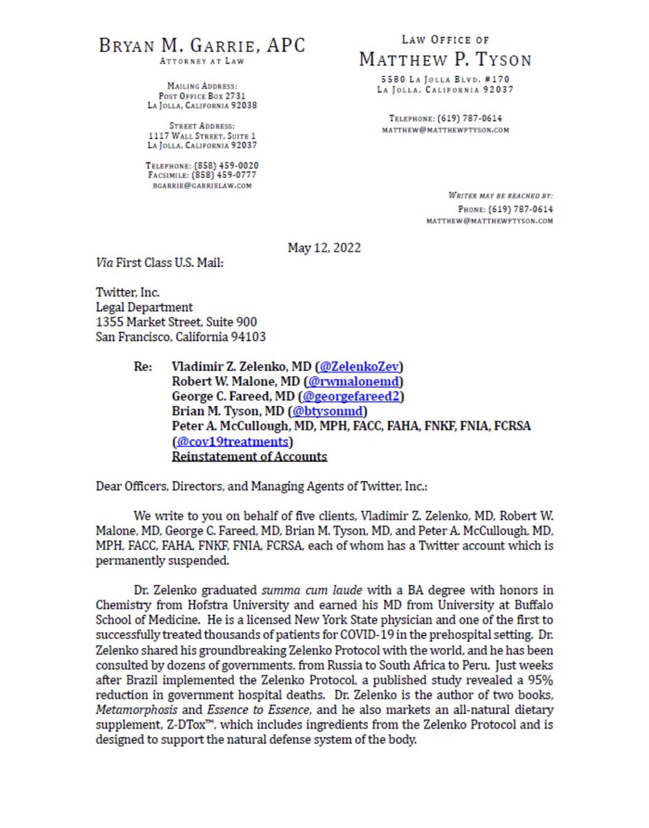 HorseYinYang's tweet photo. @drdrew @elonmusk When will these doctors get their accounts reinstated?
Dr. Robert Malone: @rwmalonemd
Dr. George Fareed: @georgefareed2
Dr. Brian Tyson: @btysonmd
Dr. Peter McCullough: @cov19treatments https://t.co/2qQhnkF7Vs