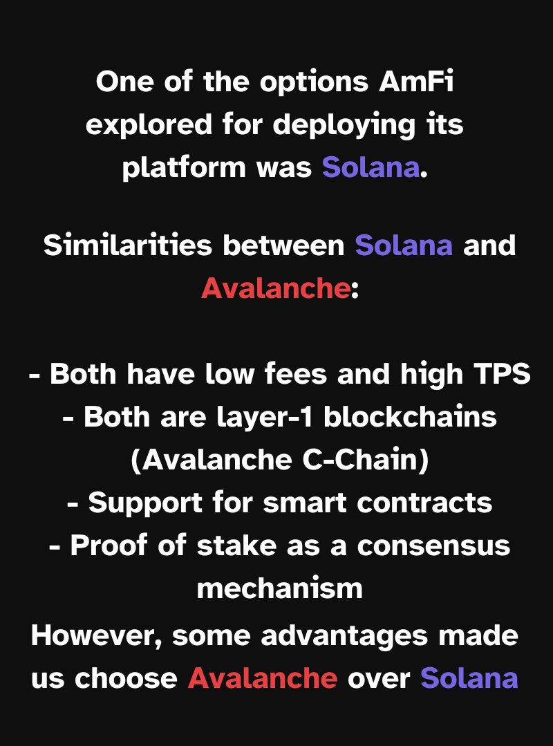 Continuing the comparison between @avalancheavax  and other blockchains that could support our platform, today we compare it to Solana.

#AmFi #blockchain #Avalanche 

<a href="/Avalanche_pt/">PoC Account</a> @Avalanche_Talk <a href="/0xbasedlord/">based lord</a> @E4Echelon @_SparkGM <a href="/avaxholic/">Avaxholic 🔺</a> <a href="/cryptofishx/">fish</a> 
@genesisvalles