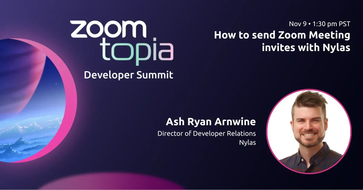 Nylas (@nylas) on Twitter photo Tune in for #Zoomtopia 2022 TODAY at 1:30 PM PT.
Our Director of #Developer Relations, <a href="/ashryan_io/">Ash | ashryan@indieweb.social</a>, will be live with <a href="/tommygaessler/">Tommy Gaessler</a> to demonstrate how to distribute <a href="/Zoom/">Zoom</a> Meeting invite links via the Nylas Email #API and Calendar API.
Join us→ nylas.cc/3sVBHXX Tune in for #Zoomtopia 2022 TODAY at 1:30 PM PT.
Our Director of #Developer Relations, <a href="/ashryan_io/">Ash | ashryan@indieweb.social</a>, will be live with <a href="/tommygaessler/">Tommy Gaessler</a> to demonstrate how to distribute <a href="/Zoom/">Zoom</a> Meeting invite links via the Nylas Email #API and Calendar API.
Join us→ nylas.cc/3sVBHXX