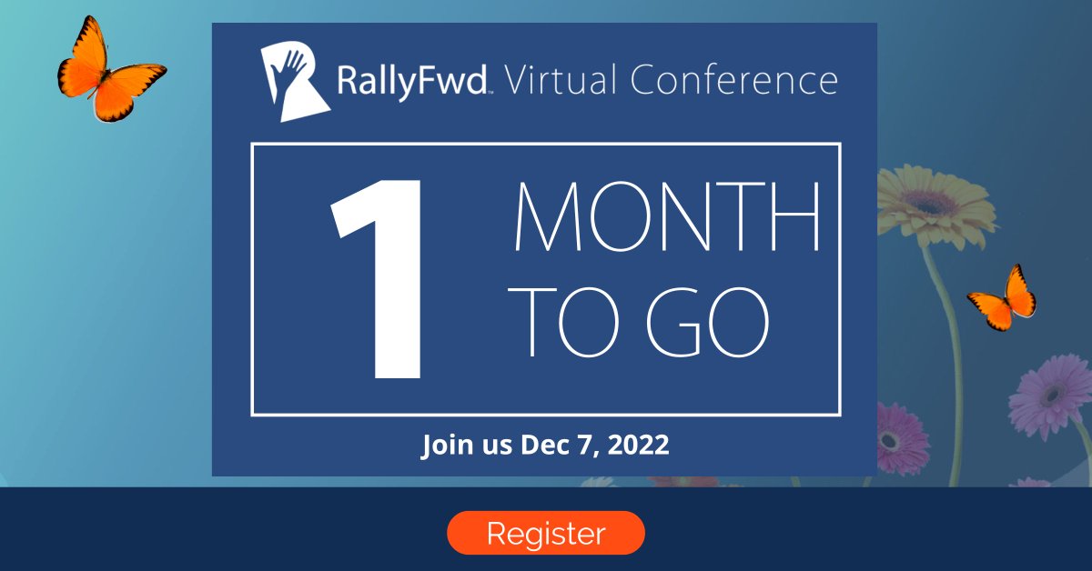 OMG we have 1 month until our #RallyFwd Virtual Conference on 12/7! We're lining up the speakers and prepping our presentations! Register now for the most inspiring, strategy-packed virtual conference &gt; insde.co/6kn6