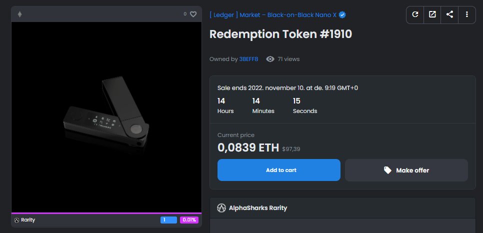 SitcomShow's tweet image. In case you are planning to buy a Ledger Nano X, it's sitting at 123,14 € rn (10% discount applied).
Limited versions of which there will only ever be 10k (airdropped to Ledger Market Pass holders), are sitting on OpenSea for sub 100€. Shipping is free too. No brainer.