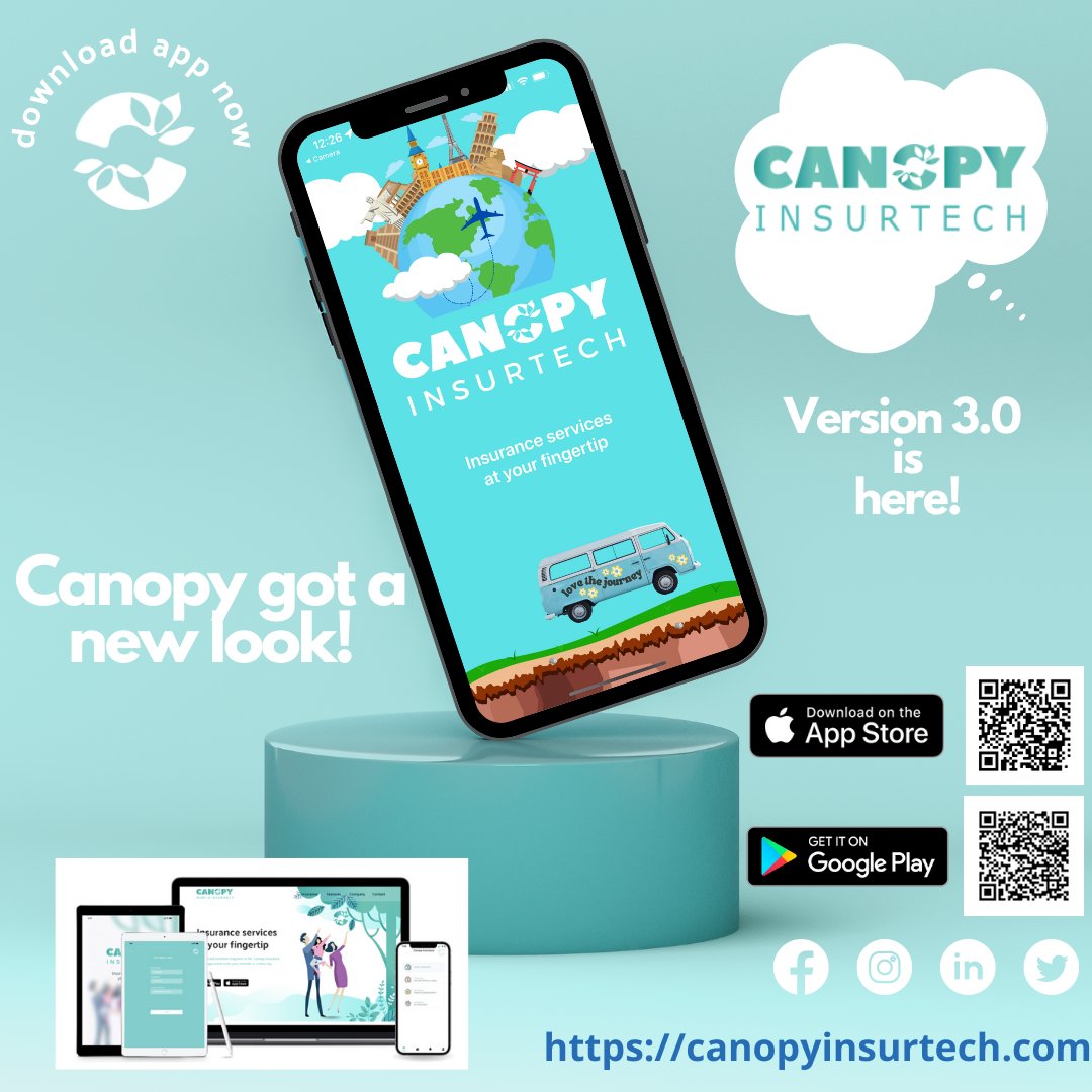 November is a big time for a change ✈️🚄🚌. Canopy Insurtech has some good news :
1) App Version 3.0 is here! Better UI, better experience! Download or update!
2) New user 5% discount extended to December end. ct quickly, register now
👏Canopy Insurtech, your trusted partner！