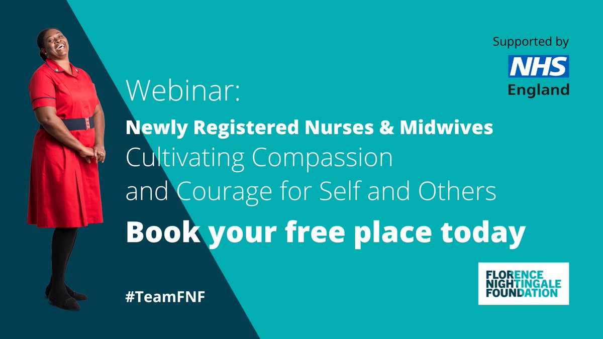 📢 Calling all newly registered nurses & midwives 📢 Don't forget our next 'Cultivating Courage and Compassion for Self and Others' webinar is on 15 Nov, 2.30pm. Register for your FREE place at ow.ly/BQXr50LqLm0 Supported by @NHSEngland #TeamFNF @BravestPath @people_nhs