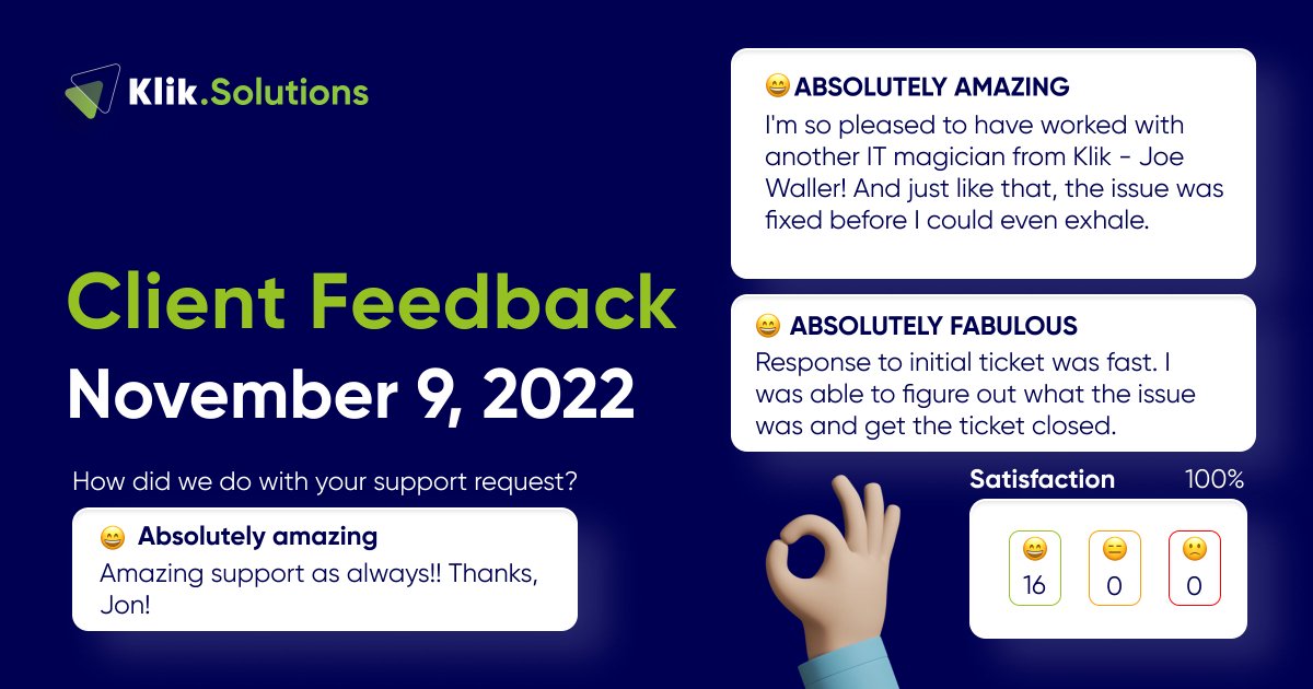 When Klik supports your business, we want you to rest easy knowing we have you covered!  We love hearing when we meet this goal!  Here is what some of our customers have to say!💙