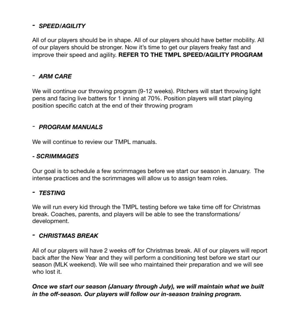 We have been asked by many if we have an off-season outline that we can share. Here you go!👊