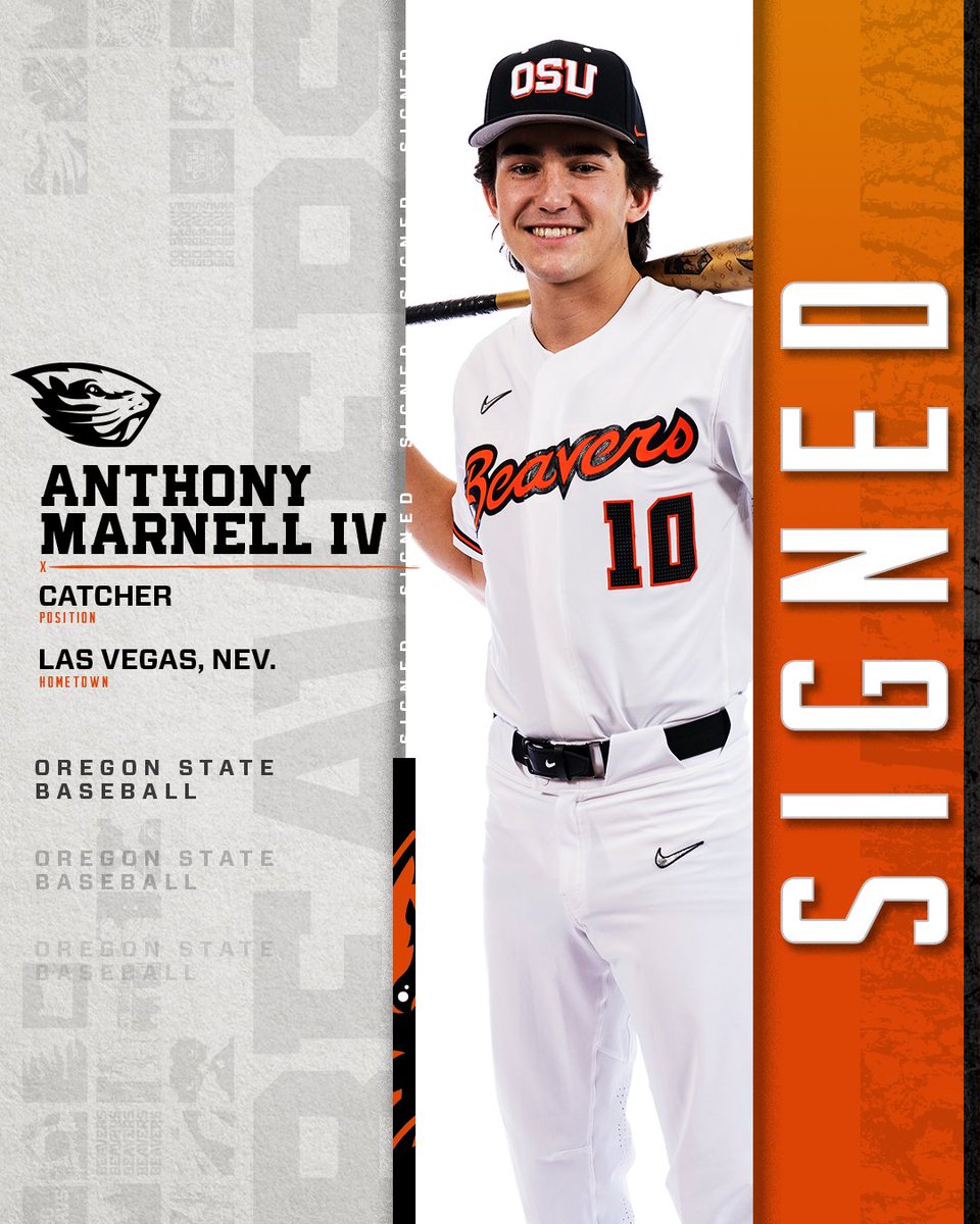 Oregon State Baseball (@beaverbaseball) on Twitter photo Hey Beavs, help us welcome <a href="/44Marnell/">Anthony Marnell IV</a> as one of our newest members of #BeaverNation! We're excited to have him join us in Corvallis from Las Vegas.
#GoBeavs Hey Beavs, help us welcome <a href="/44Marnell/">Anthony Marnell IV</a> as one of our newest members of #BeaverNation! We're excited to have him join us in Corvallis from Las Vegas.
#GoBeavs