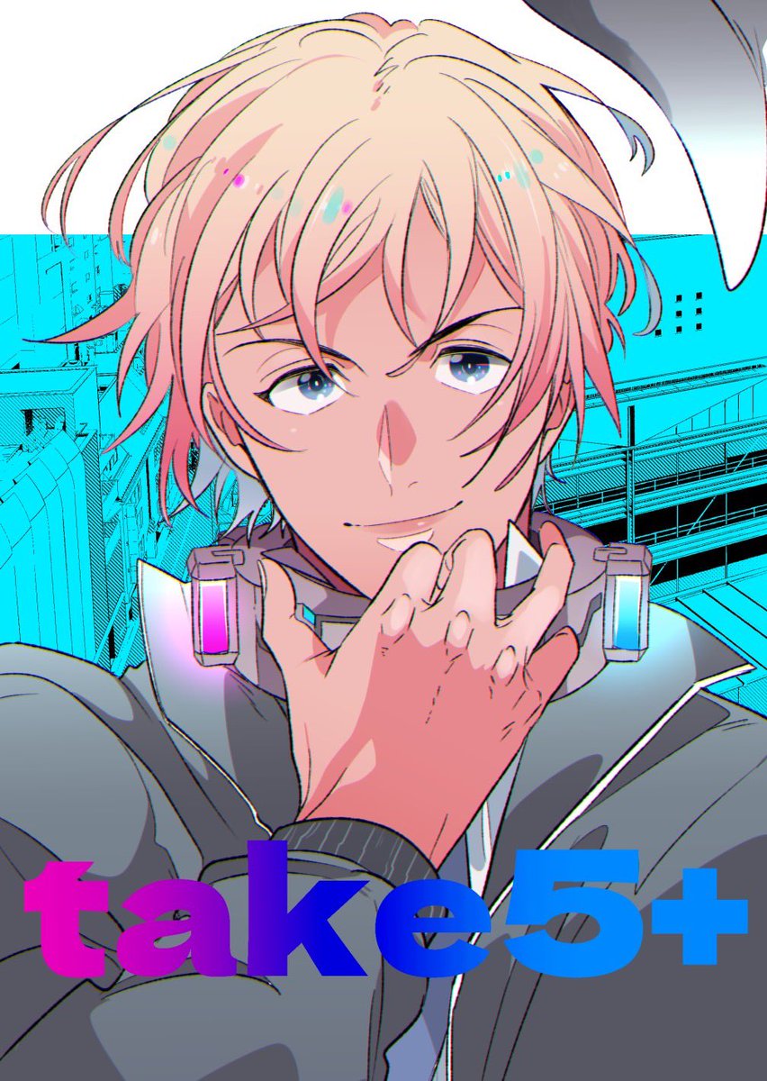 1boy male focus solo blonde hair smile blue eyes jacket  illustration images