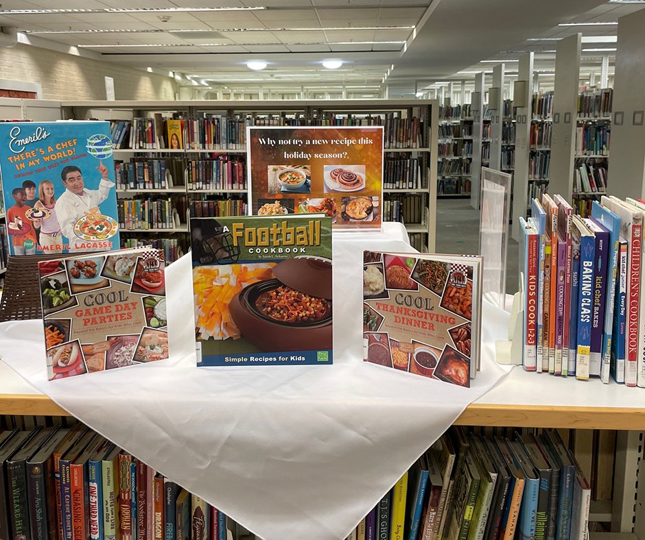 bangorlibrary's tweet photo. If your answer to #HowDoYouBook for #ChildrensBookWeek is in the kitchen, we have some books for you. https://t.co/uJ3hPAabLN