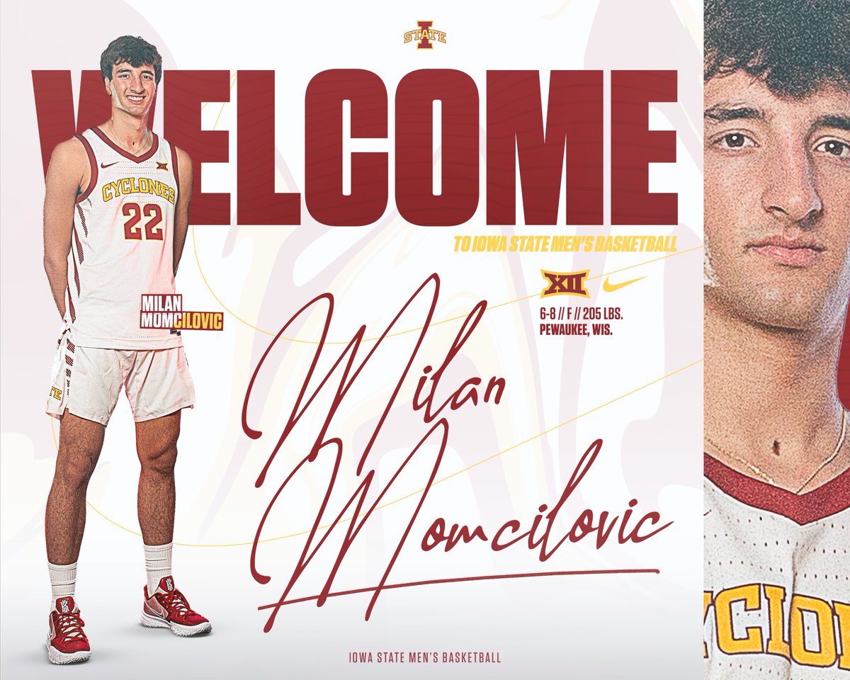 Iowa State Men’s Basketball (@cyclonembb) on Twitter photo 𝗪𝗶𝘀𝗰𝗼𝗻𝘀𝗶𝗻 𝗣𝗶𝗽𝗲𝗹𝗶𝗻𝗲 💪
<a href="/MilanMomcilovi5/">Milan Momcilovic</a> is officially a Cyclone.
𝗪𝗲𝗹𝗰𝗼𝗺𝗲 𝗧𝗼 𝗧𝗵𝗲 𝗙𝗮𝗺𝗶𝗹𝘆, 𝗠𝗶𝗹𝗮𝗻!
#Cyclones | #C5C 𝗪𝗶𝘀𝗰𝗼𝗻𝘀𝗶𝗻 𝗣𝗶𝗽𝗲𝗹𝗶𝗻𝗲 💪
<a href="/MilanMomcilovi5/">Milan Momcilovic</a> is officially a Cyclone.
𝗪𝗲𝗹𝗰𝗼𝗺𝗲 𝗧𝗼 𝗧𝗵𝗲 𝗙𝗮𝗺𝗶𝗹𝘆, 𝗠𝗶𝗹𝗮𝗻!
#Cyclones | #C5C