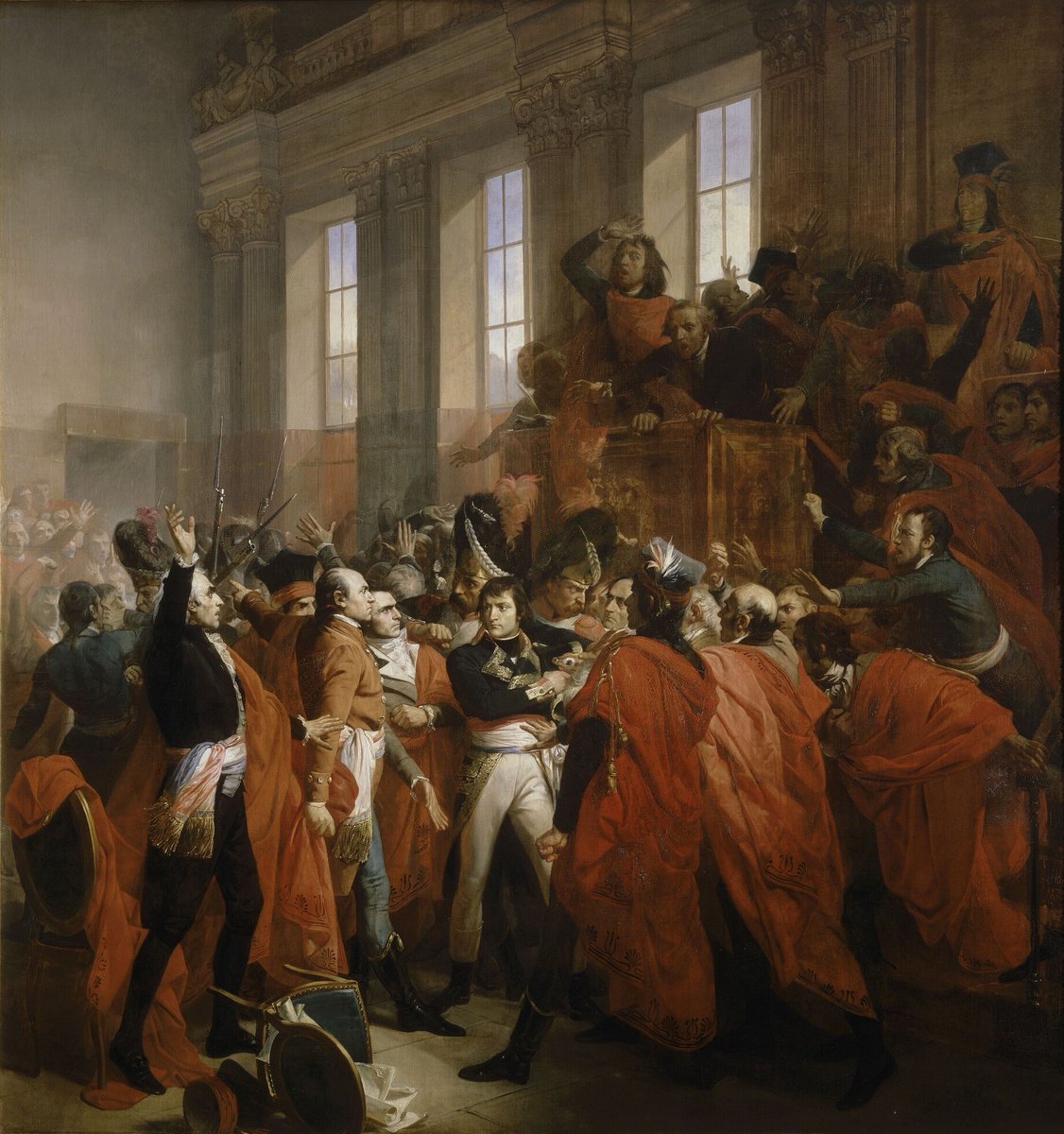 AgeofNapoleon's tweet image. 223 years ago today, a cabal of French politicians &amp;amp; generals launched the Coup of 18 Brumaire. 2 days of farce &amp;amp; chaos ensued -- conspiracies, fevered speeches, soldiers in the streets, and oaths taken under duress. When the dust settled, General Napoleon Bonaparte ruled France.
