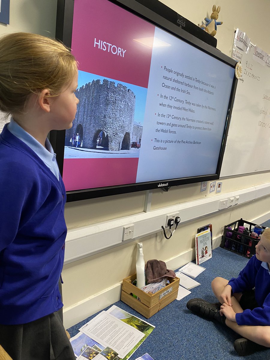 TarvinPrimary's tweet photo. Year 4 enjoyed an informative assembly all about an exciting family holiday to Tenby. We all want to visit now. Well done! #classassemblies #speakingandlistening https://t.co/gNngHf7AD0