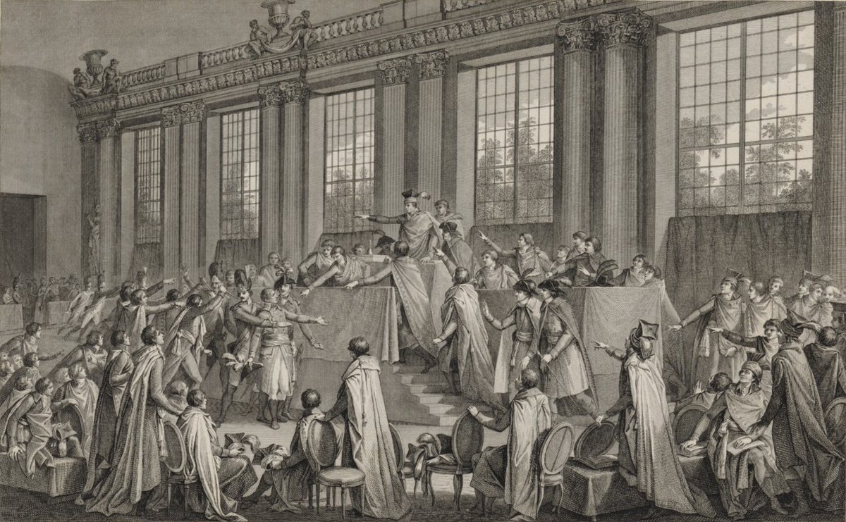 AgeofNapoleon's tweet image. 223 years ago today, a cabal of French politicians &amp;amp; generals launched the Coup of 18 Brumaire. 2 days of farce &amp;amp; chaos ensued -- conspiracies, fevered speeches, soldiers in the streets, and oaths taken under duress. When the dust settled, General Napoleon Bonaparte ruled France.