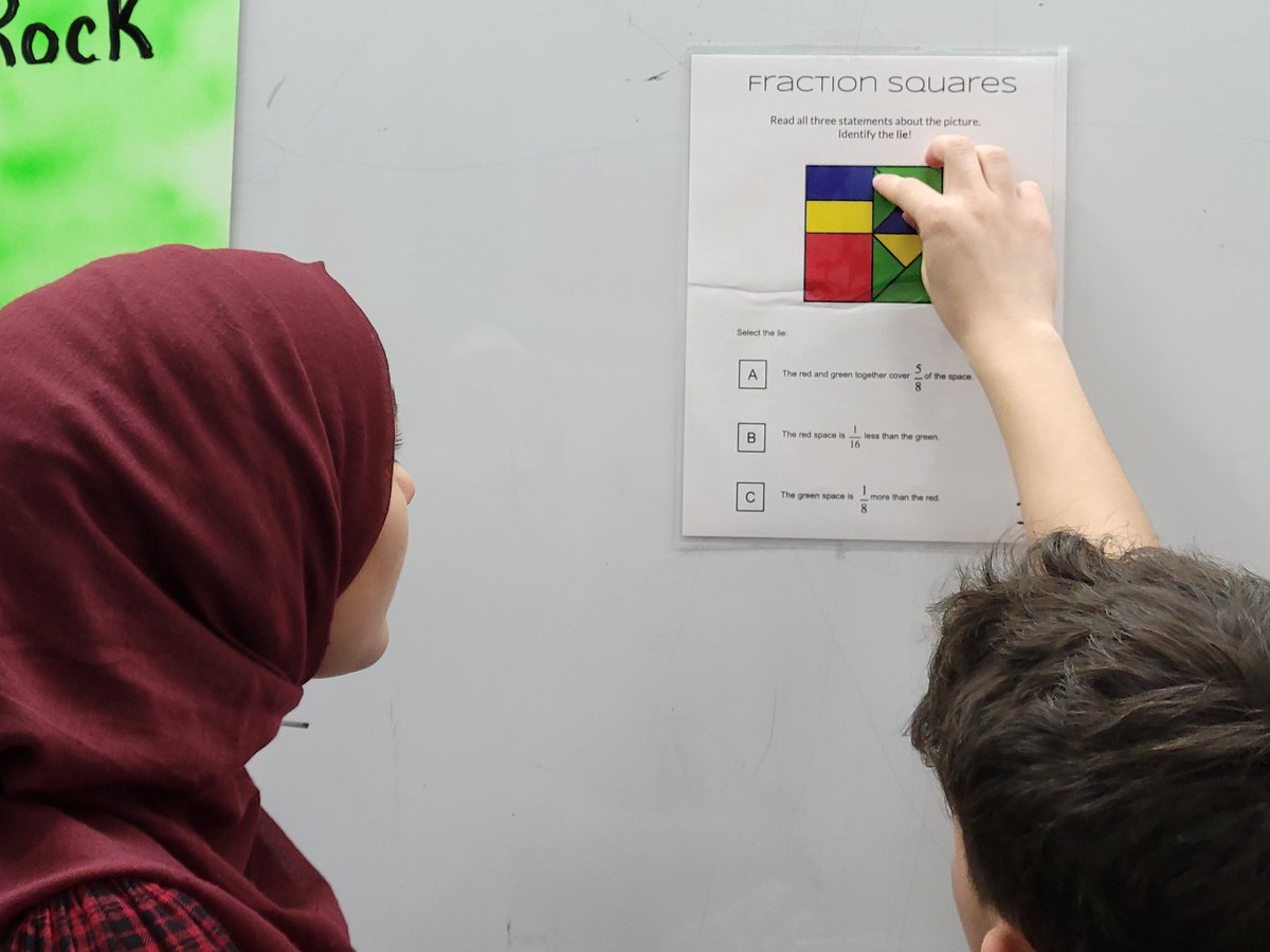 joann_sandford's tweet image. After a few days of #fractiontalks it&apos;s time for Two Truths &amp;amp; A Lie Fraction Edition!  Each group of 3 students presented their convincing proof at the end of our 10 prompt rotation.  Great conversations! 😍 @FractionTalks
#iteachmath #HRCEmath 
Try it!
docs.google.com/presentation/d…