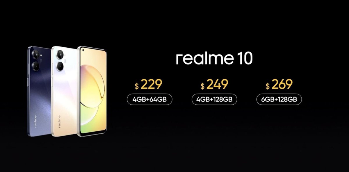 Realme 10 4G lanzado

-Pantalla Super AMOLED de 6.4 pulgadas, AOD
-Tasa de refresco de 90Hz
-Tasa de muestreo táctil de 360Hz
-Realme UI 3.0- basado en Android 12
-MediaTek Helio G99
-4 GB / 8 GB
-128 GB
-50MP + 2MP
-Frente 16 MP
-5000mAh con cargador de 33W

#realme #realme10