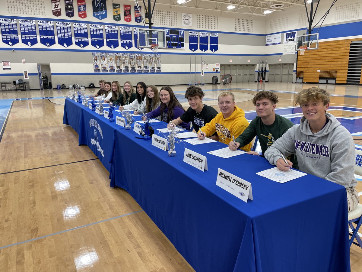 Athletics_OCHS's tweet photo. 2/2 From Right: Max O'Shasky-UW Whitewater (Soccer); Evan Calderon-St. Norbert Coll. (Baseball); Owen Sullivan-W. Illinois Univ. (Baseball); Matt Risser-Bryant &amp; Stratton (Baseball); Riley Grudzielanek-Northwestern Univ. (Softball); Madisen Noll-Lindenwood Univ. (Softball) @OCFSD https://t.co/Babfx3O5gC
