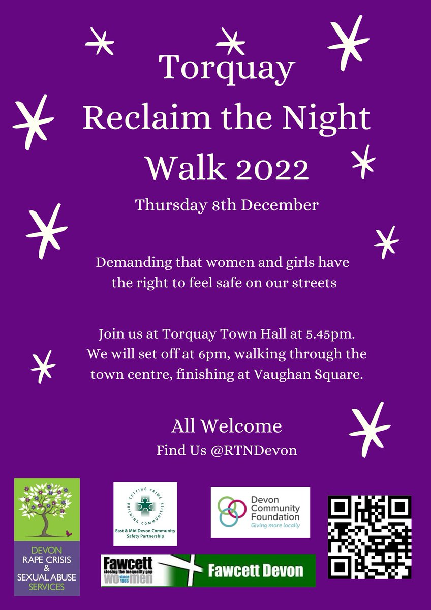 RTNDevon's tweet photo. Less than a month until both marches!! Here are copies of our leaflets for #Exeter & #Torquay, please share far& wide to make this year's #ReclaimTheNight Devon marches the biggest yet!
#EVAW #16days #16DaysOfAction #ItsNotOk #SaferStreets #RTN #RTNDevon #EndViolenceAgainstWomen https://t.co/QpKVKMGZa9