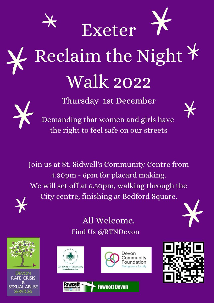 RTNDevon's tweet photo. Less than a month until both marches!! Here are copies of our leaflets for #Exeter & #Torquay, please share far& wide to make this year's #ReclaimTheNight Devon marches the biggest yet!
#EVAW #16days #16DaysOfAction #ItsNotOk #SaferStreets #RTN #RTNDevon #EndViolenceAgainstWomen https://t.co/QpKVKMGZa9