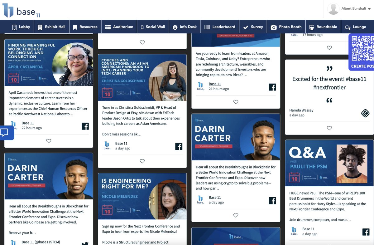 AlBunshaft's tweet image. The @base11STEM Next Frontier conference is underway, today n tomorrow. Free for students and young adults to join. Explore your future!
base11.vfairs.com @Astro_Flow @LandonTaylor @WriterByrd @DassaultSystems @Regeneron @coinbase @unitygames @amazon @STEMTAC @MorganStateU