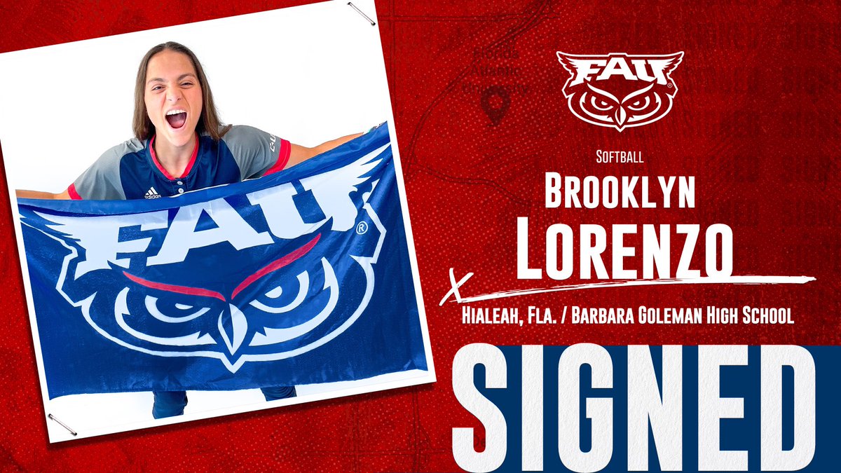 Florida Atlantic Softball (@fausoftball) on Twitter photo 𝙒𝙚𝙡𝙘𝙤𝙢𝙚 𝙩𝙤 𝙋𝙖𝙧𝙖𝙙𝙞𝙨𝙚 ✍️
<a href="/brooklyn_xxo/">Brooklyn Lorenzo</a>
💣 Hometown: Hialeah, Florida
↗️ Travel Team: FL Gold
🌴 Position: INF
#NSD23 | #OwlsOwlsOwls 𝙒𝙚𝙡𝙘𝙤𝙢𝙚 𝙩𝙤 𝙋𝙖𝙧𝙖𝙙𝙞𝙨𝙚 ✍️
<a href="/brooklyn_xxo/">Brooklyn Lorenzo</a>
💣 Hometown: Hialeah, Florida
↗️ Travel Team: FL Gold
🌴 Position: INF
#NSD23 | #OwlsOwlsOwls