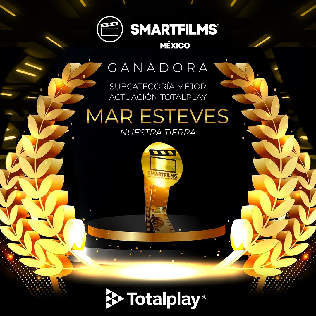 totalplaymx's tweet photo. Muchas felicitaciones a Mar Esteves, ganadora de la subcategoría MEJOR ACTUACIÓN TOTALPLAY.🏅
Disfruta del mejor contenido de @smartfilmsmx por ON DEMAND. https://t.co/3nd52SyUKO