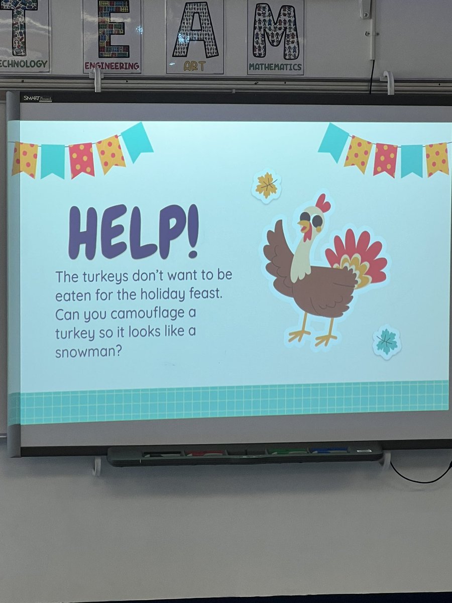 Gr8FallsES's tweet photo. Our STEAM lab is open and in full effect as our 3rd graders learn to camouflage their turkeys to protect them from the Thanksgiving oven 😳🫢🦃⛄️ #OurFCPS #FCPSRegion1 https://t.co/D6YkE9E7yb