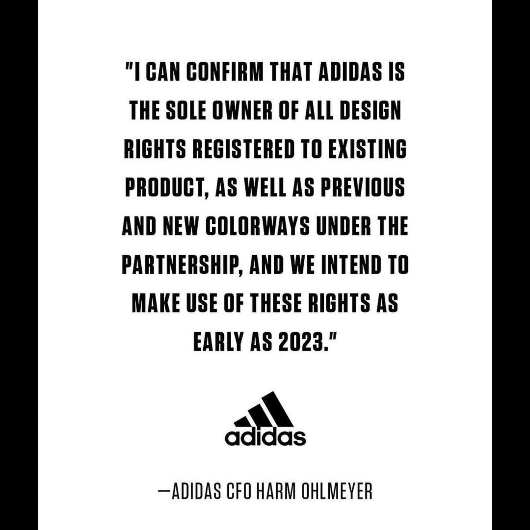 No Jumper on Twitter: "#Adidas' CFO has confirmed the company's plans to  sell #Yeezy-branded designs previously under the adidas name beginning in  2023. 👀 https://t.co/ly6AD6m0Sp" / Twitter