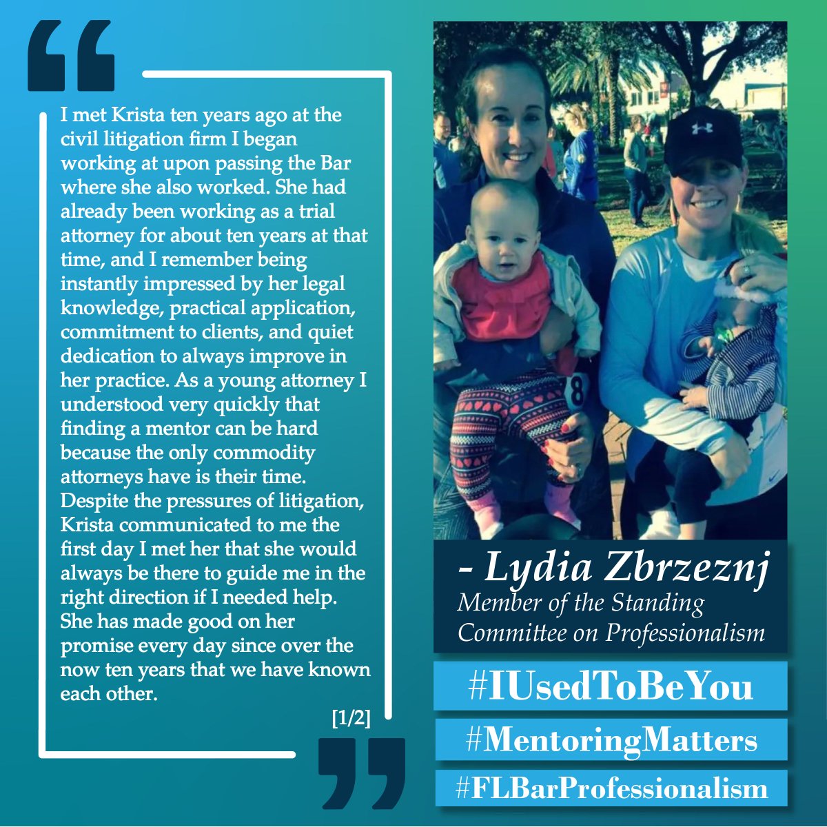 FLBarCFP's tweet photo. Love this #Mentoring story! The relationship is so strong, it needs two pages, and we are here for it!! #IUsedToBeYou #MentoringMatters #FLBarProfessionalism https://t.co/pLIsb55184
