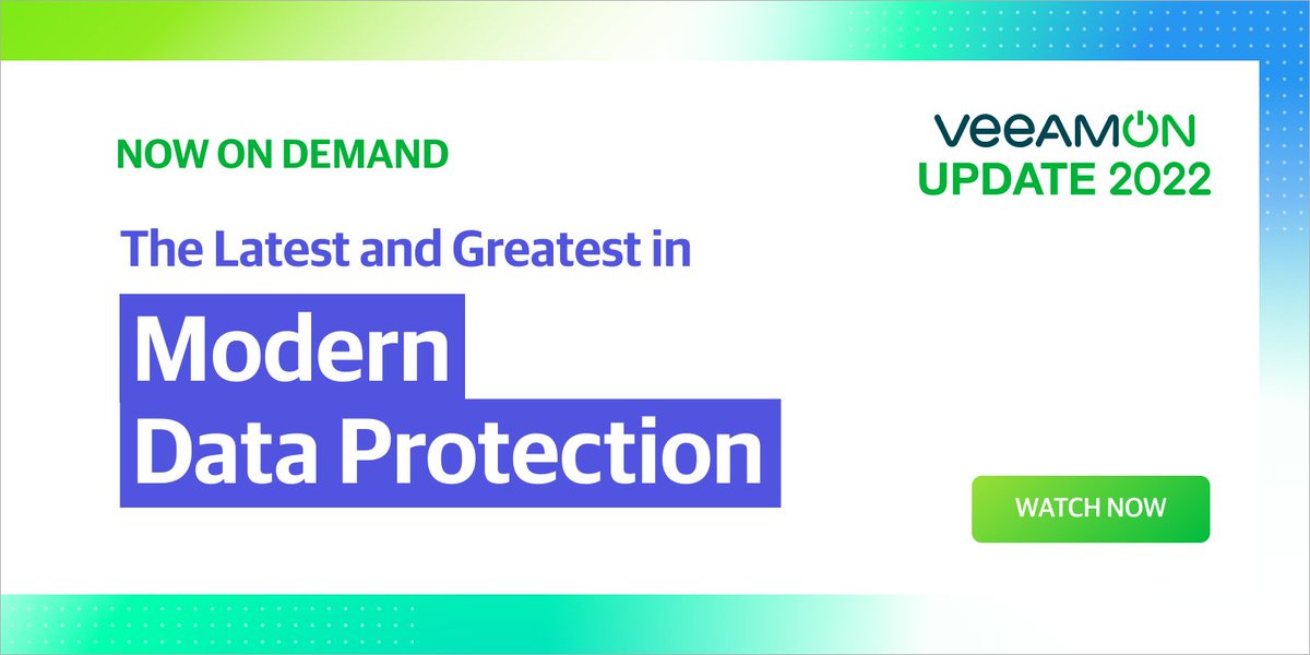 Veeam's tweet photo. Missed #VeeamONUpdate 2022? 👉 Catch the replay of our virtual event to hear about V12, #cloudprotection trends, #Kubernetes and more. Plus, there’s still time to compete in #LabWarz 👾 and win! https://t.co/a2jniITllv https://t.co/RornRtBQgl