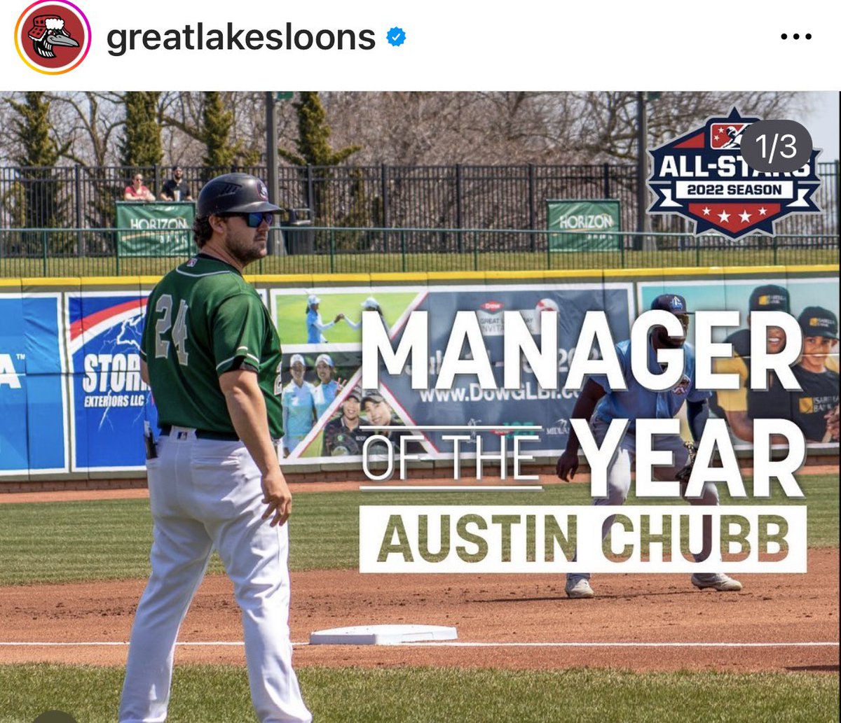 LakeMaryRamsBaseball (@lmrams_baseball) on Twitter photo Alumni 🚨 <a href="/AustinChubb/">Austin Chubb</a> manager of the Great Lakes Loons in the Dodgers organization has been named Manager of the Year! Congratulations Austin!! #Rams Alumni 🚨 <a href="/AustinChubb/">Austin Chubb</a> manager of the Great Lakes Loons in the Dodgers organization has been named Manager of the Year! Congratulations Austin!! #Rams