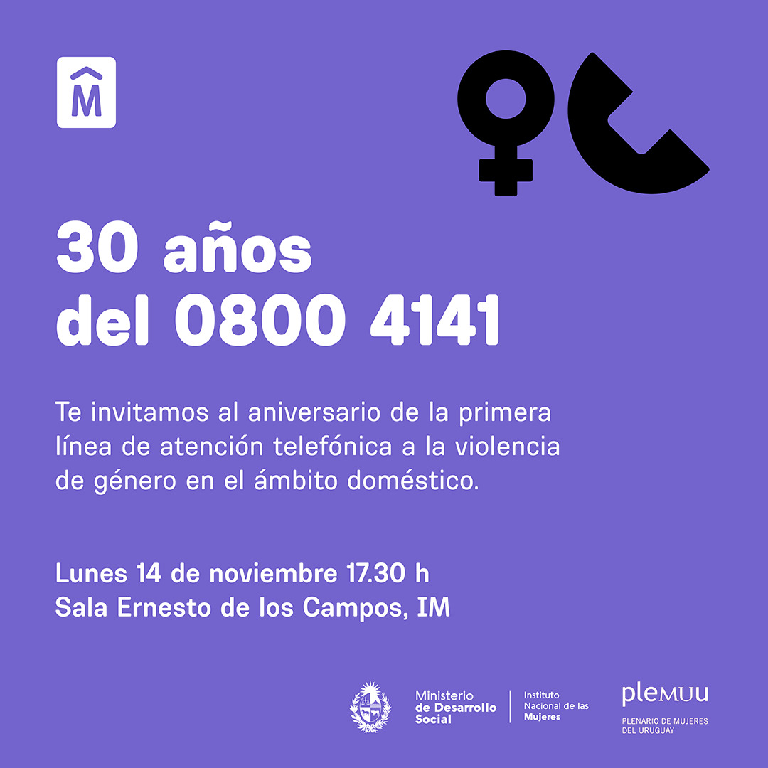 🟣 En el marco de noviembre, Mes de lucha contra la violencia de género, te invitamos a un evento muy especial.  

📞 Conmemoramos el aniversario de la primera línea de atención telefónica en el ámbito doméstico.  

🗓️Lunes 14, 17.30 h.
📍Sala Ernesto de los Campos.